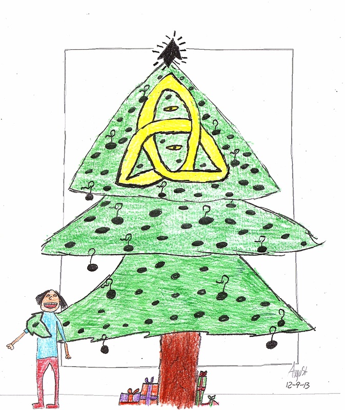 Abominable Christmas Tree, kid art, August Milton, Monster Christmas tree, ten year old